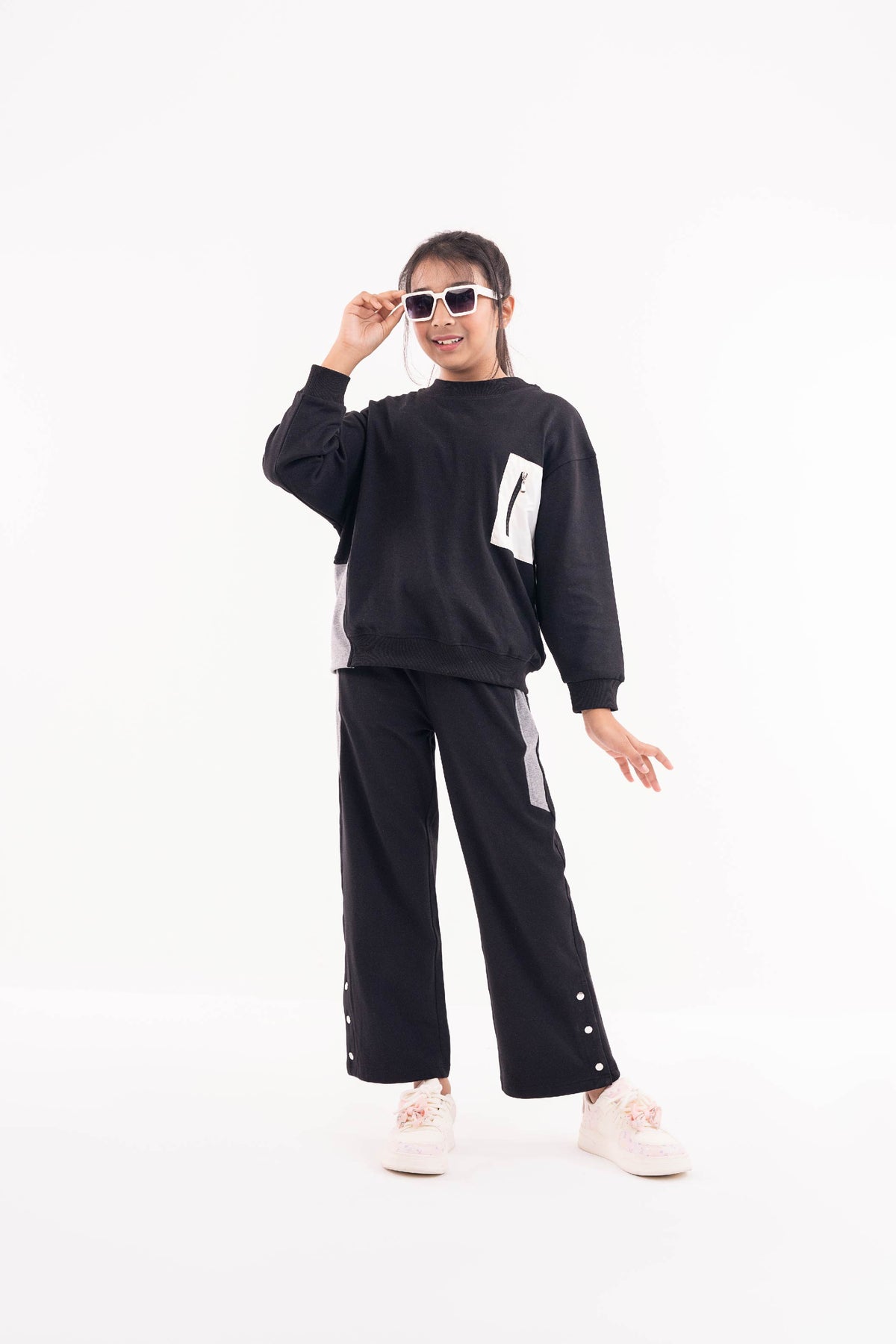 Drop Shoulder Sweatshirt Winter Girls Set