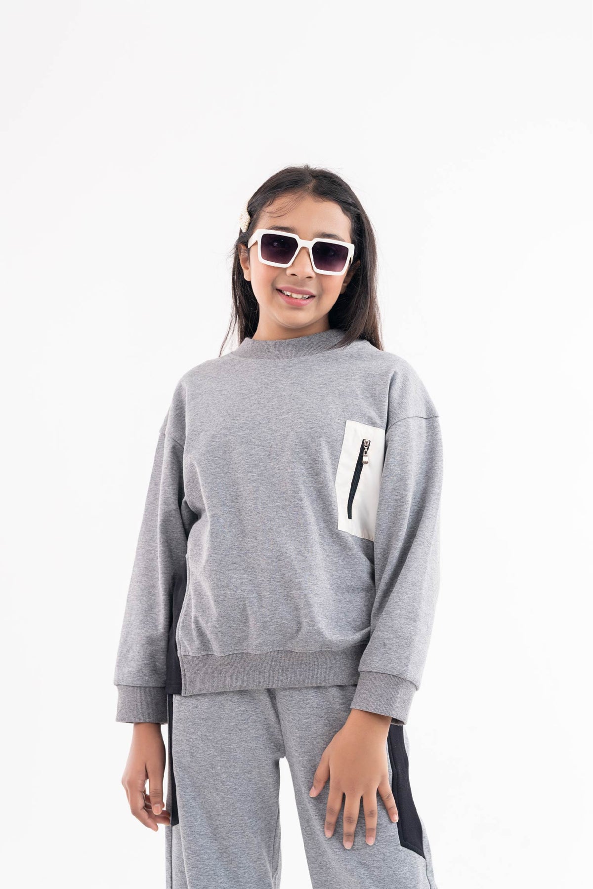 Drop Shoulder Sweatshirt Winter Girls Set