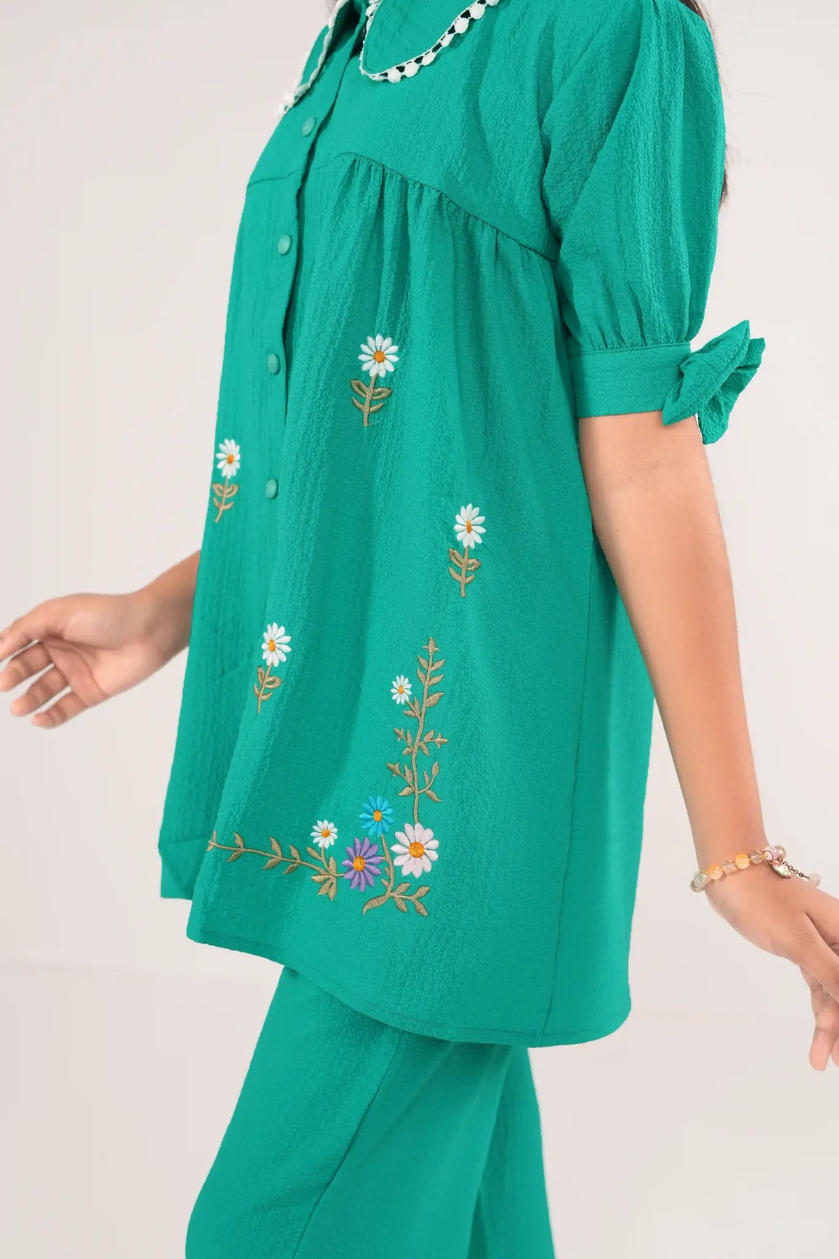Girls Bloom embroidery Co-Ords set