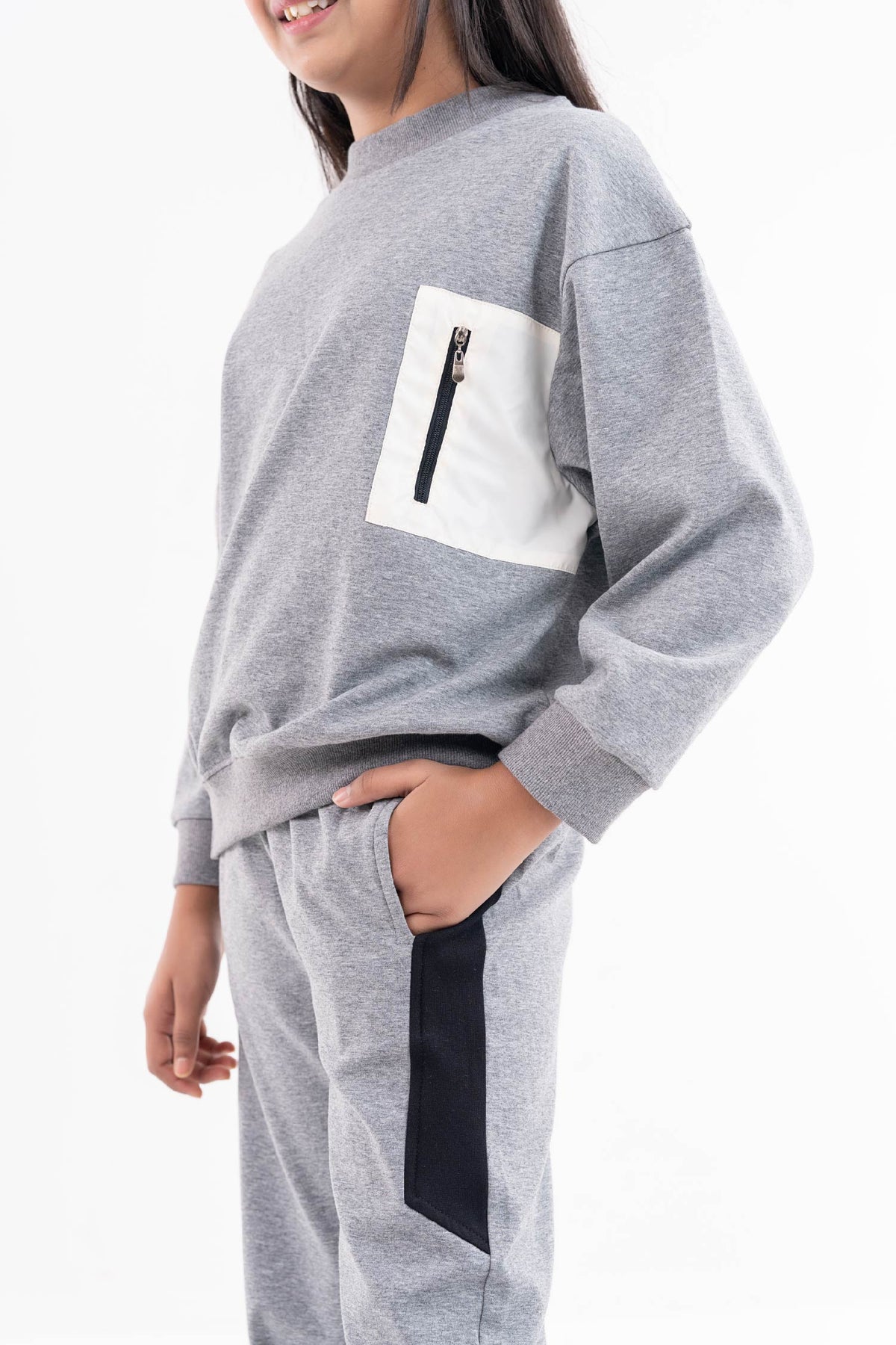 Drop Shoulder Sweatshirt Winter Girls Set