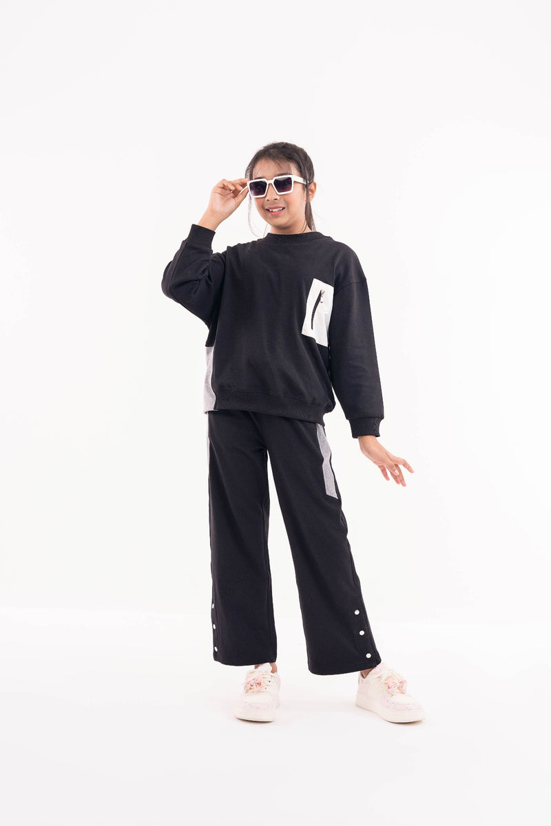 Drop Shoulder Sweatshirt Winter Girls Set