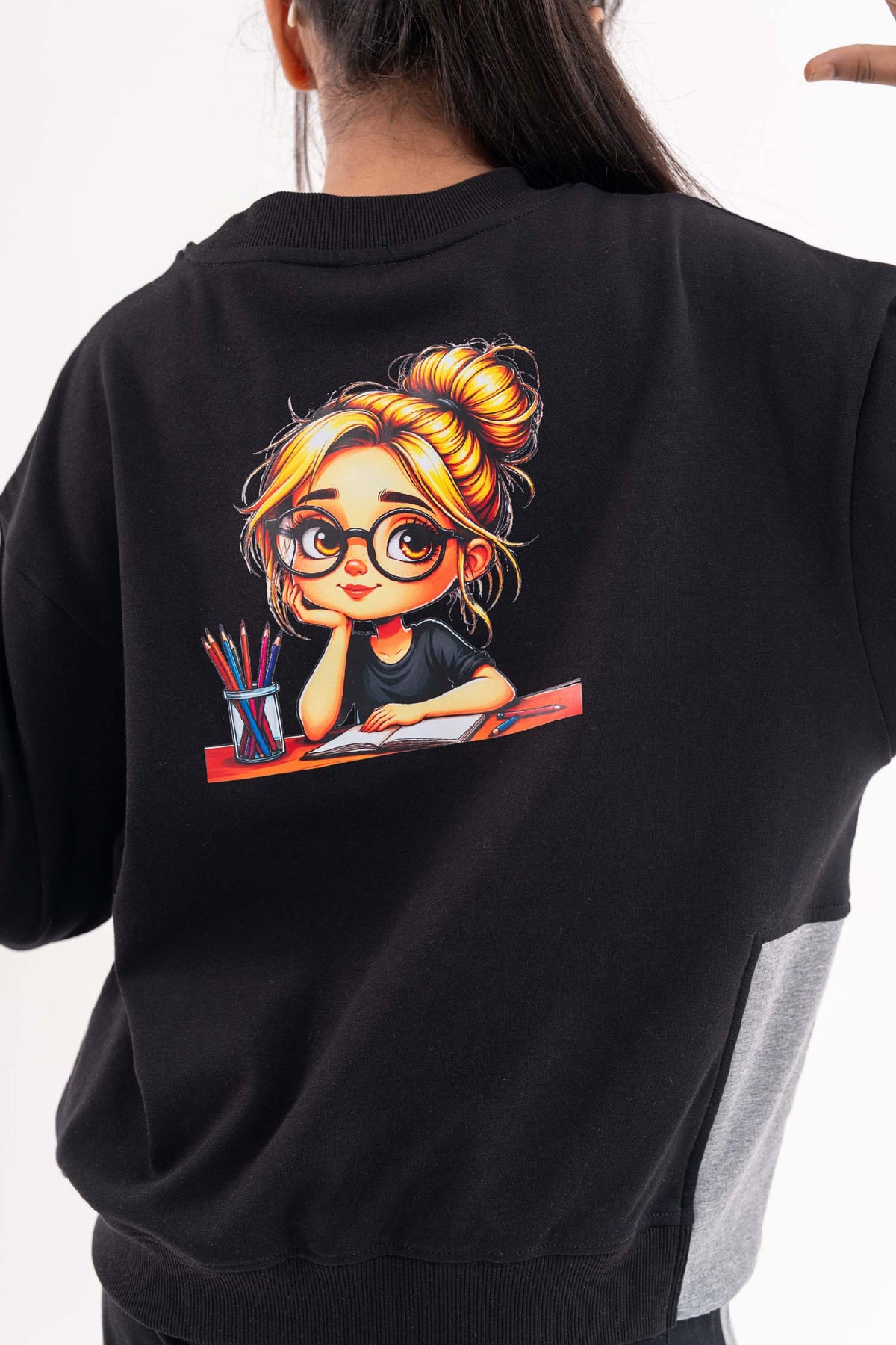 Drop Shoulder Sweatshirt Winter Girls Set