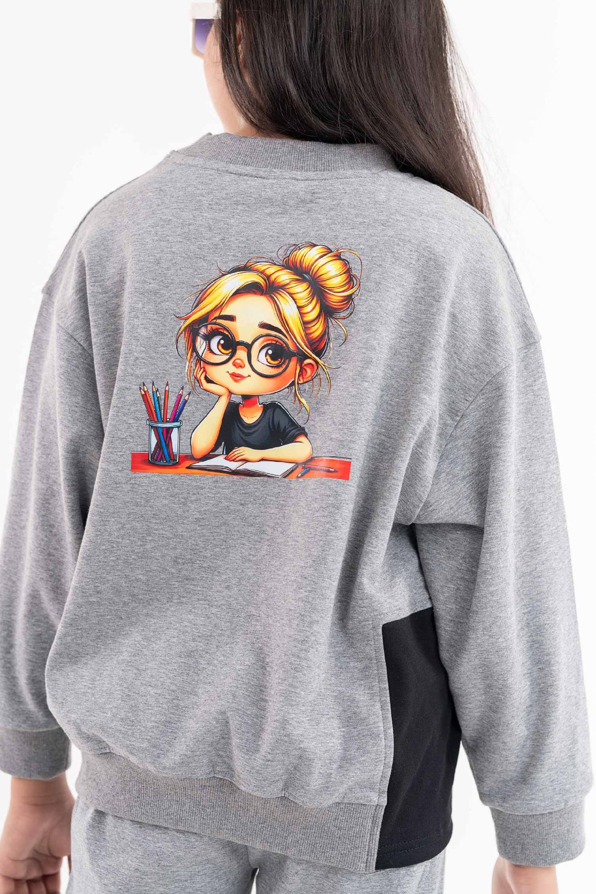 Drop Shoulder Sweatshirt Winter Girls Set