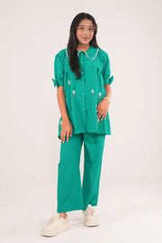 Girls Bloom embroidery Co Ords set